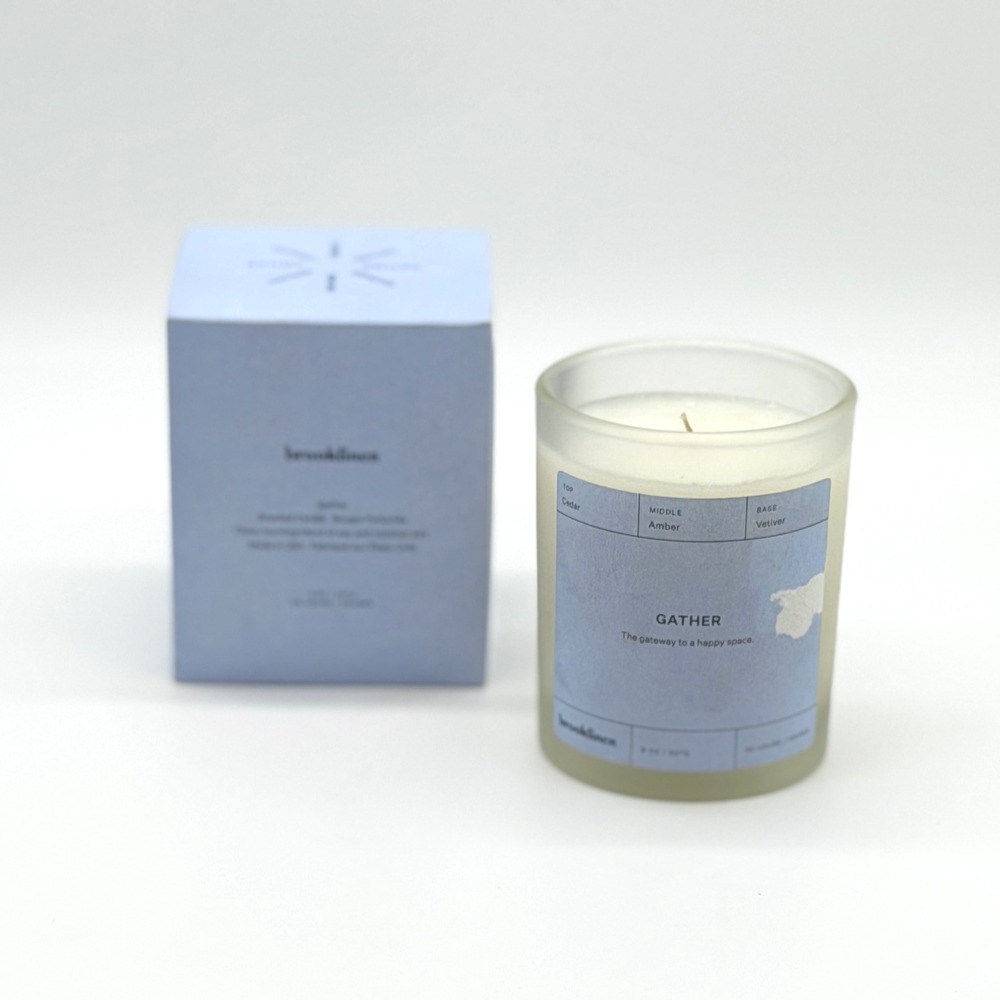 BROOKLINEN Gather Glass Jar Candle 8 oz Blue Scented Soy Coconut Wax Blend NEW - Picture 11 of 12